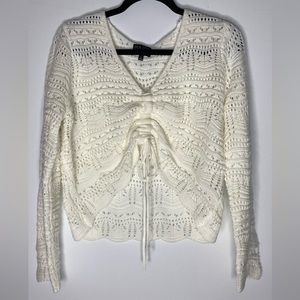 Major Label Group Size Large Knitted ruched long sleeve sweater blouse crop